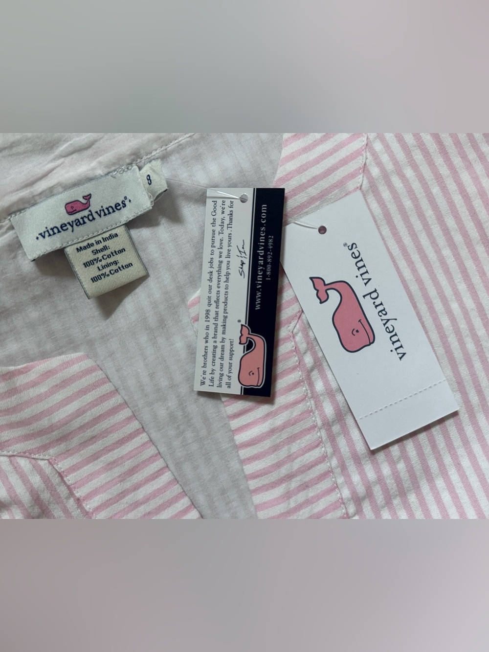 NWT Vineyard Vines Pink and White Seersucker dress - Picture 4 of 12